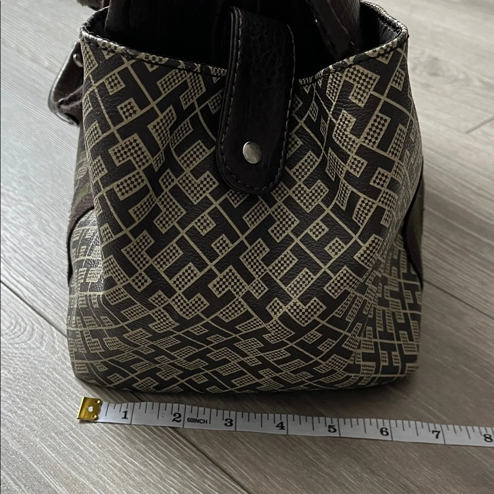Tommy Hilfiger Black and Brown Geometric Duffel Bag